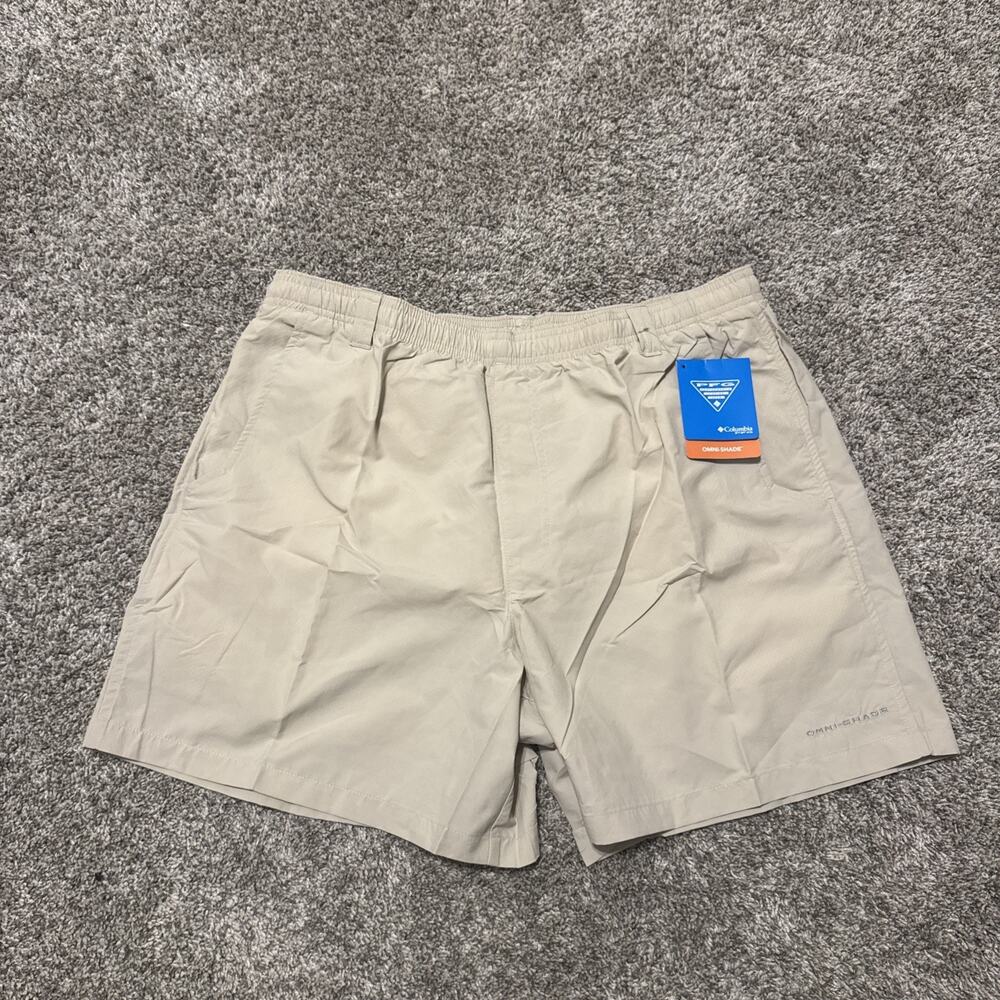 Columbia PFG Shorts 6” Mens L Beige Backcast IV Water Short Omni-Shade Fishing